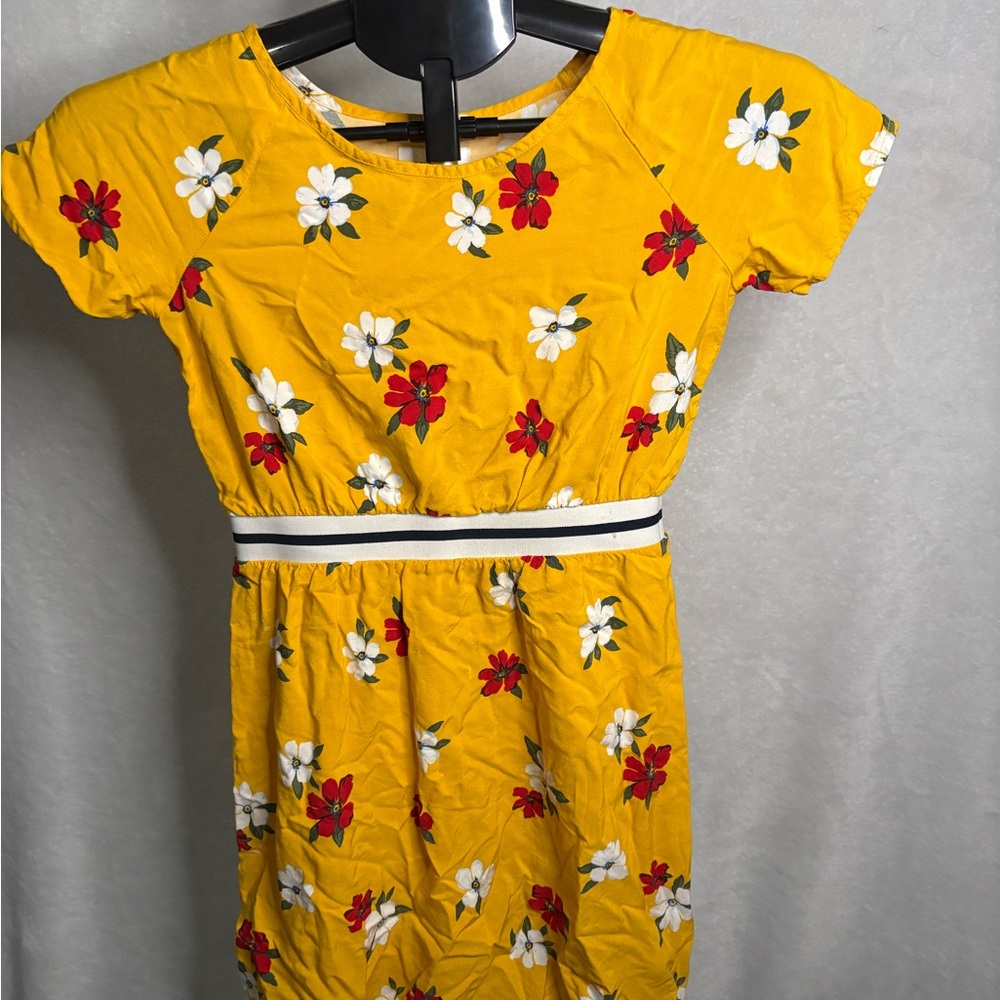 Old Navy Yellow Floral Cotton Dress with Red & White Flowers